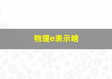 物理e表示啥