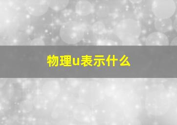 物理u表示什么