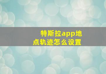 特斯拉app地点轨迹怎么设置