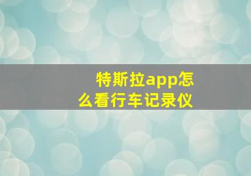 特斯拉app怎么看行车记录仪