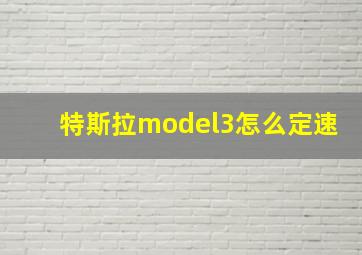 特斯拉model3怎么定速