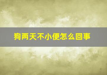 狗两天不小便怎么回事