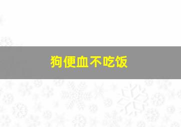 狗便血不吃饭