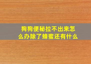 狗狗便秘拉不出来怎么办除了蜂蜜还有什么