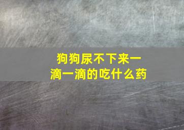 狗狗尿不下来一滴一滴的吃什么药