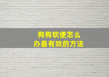 狗狗软便怎么办最有效的方法