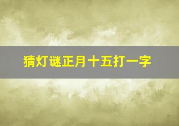 猜灯谜正月十五打一字