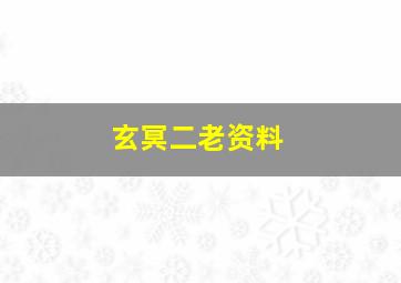 玄冥二老资料