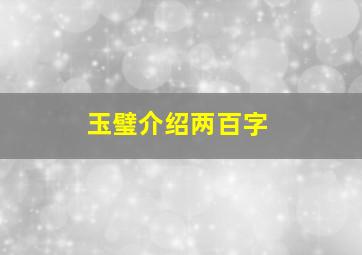 玉璧介绍两百字