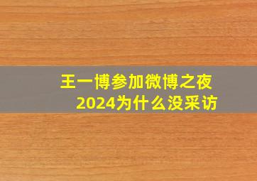 王一博参加微博之夜2024为什么没采访