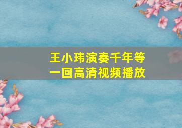 王小玮演奏千年等一回高清视频播放