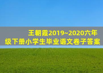 王朝霞2019~2020六年级下册小学生毕业语文卷子答案