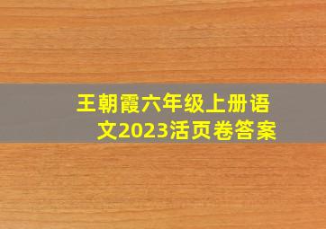 王朝霞六年级上册语文2023活页卷答案