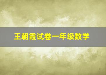 王朝霞试卷一年级数学