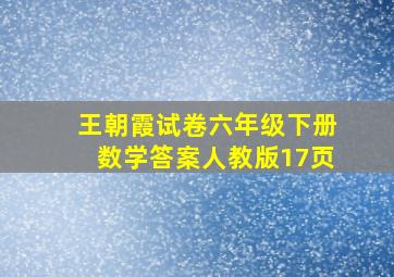 王朝霞试卷六年级下册数学答案人教版17页