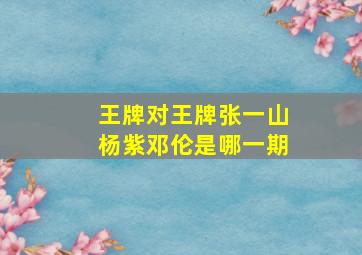 王牌对王牌张一山杨紫邓伦是哪一期