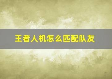 王者人机怎么匹配队友