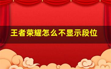 王者荣耀怎么不显示段位