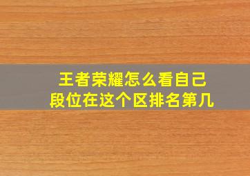 王者荣耀怎么看自己段位在这个区排名第几