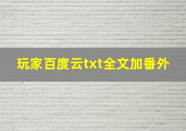 玩家百度云txt全文加番外