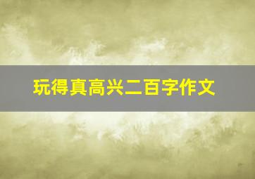 玩得真高兴二百字作文