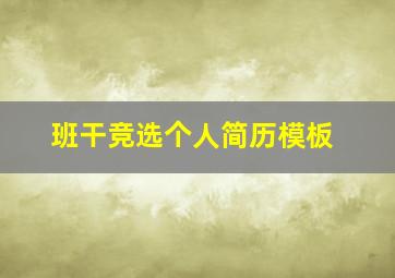 班干竞选个人简历模板