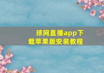 球网直播app下载苹果版安装教程