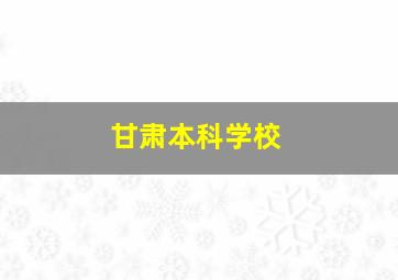 甘肃本科学校