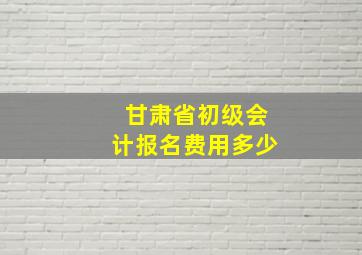 甘肃省初级会计报名费用多少