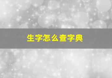 生字怎么查字典