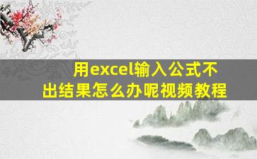 用excel输入公式不出结果怎么办呢视频教程