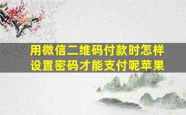 用微信二维码付款时怎样设置密码才能支付呢苹果