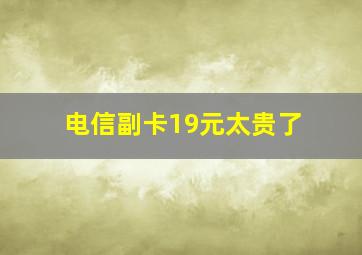 电信副卡19元太贵了