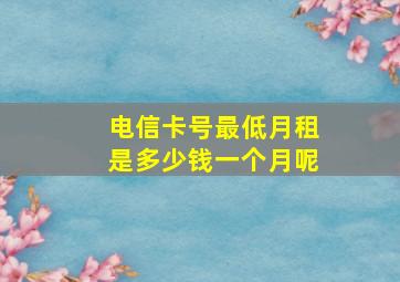 电信卡号最低月租是多少钱一个月呢