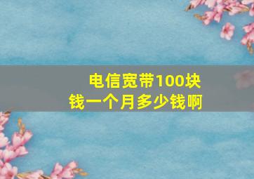 电信宽带100块钱一个月多少钱啊