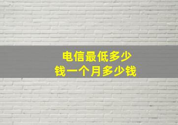 电信最低多少钱一个月多少钱