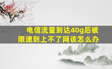 电信流量到达40g后被限速到上不了网该怎么办