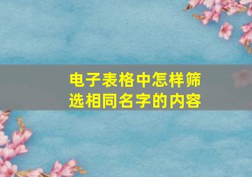 电子表格中怎样筛选相同名字的内容