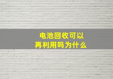 电池回收可以再利用吗为什么