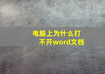 电脑上为什么打不开word文档