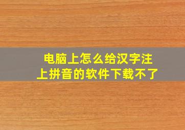 电脑上怎么给汉字注上拼音的软件下载不了