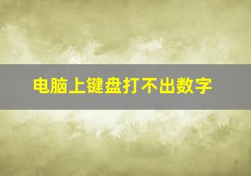 电脑上键盘打不出数字