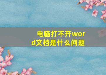 电脑打不开word文档是什么问题