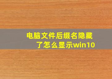 电脑文件后缀名隐藏了怎么显示win10