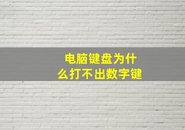 电脑键盘为什么打不出数字键