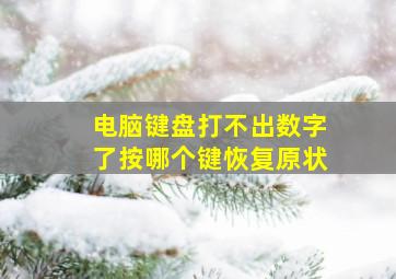 电脑键盘打不出数字了按哪个键恢复原状