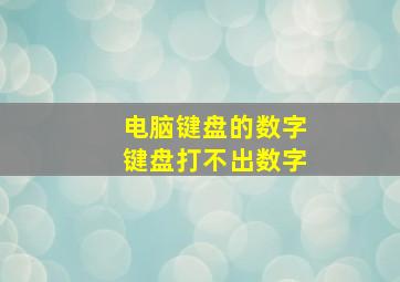 电脑键盘的数字键盘打不出数字