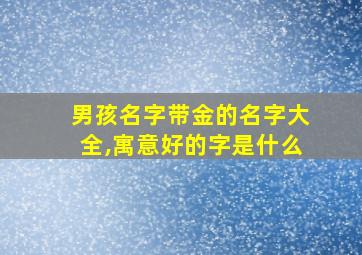 男孩名字带金的名字大全,寓意好的字是什么