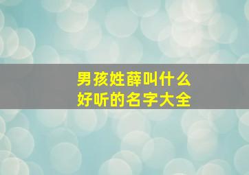 男孩姓薛叫什么好听的名字大全