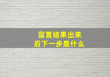 留置结果出来后下一步是什么